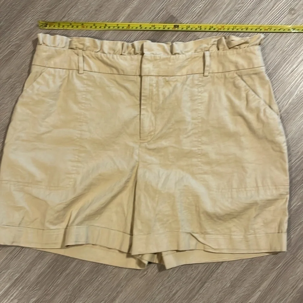 Ava + Viv Women Shorts Size 18 Khaki Cotton Linen Relax Fit High Waist Preppy